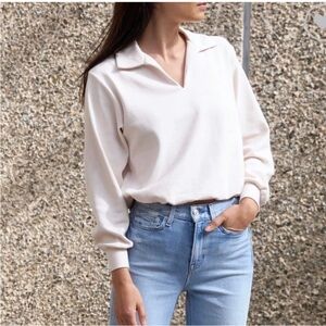 AYR The Courtside Polo Sweatshirt - Ivory Medium